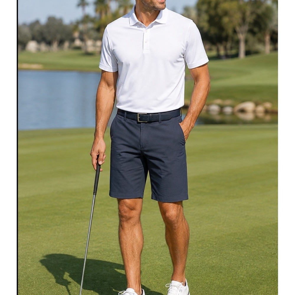Travis Mathew Size 33 Shorts Mens Dark Blue Stretch Performance Chino Golf Short
